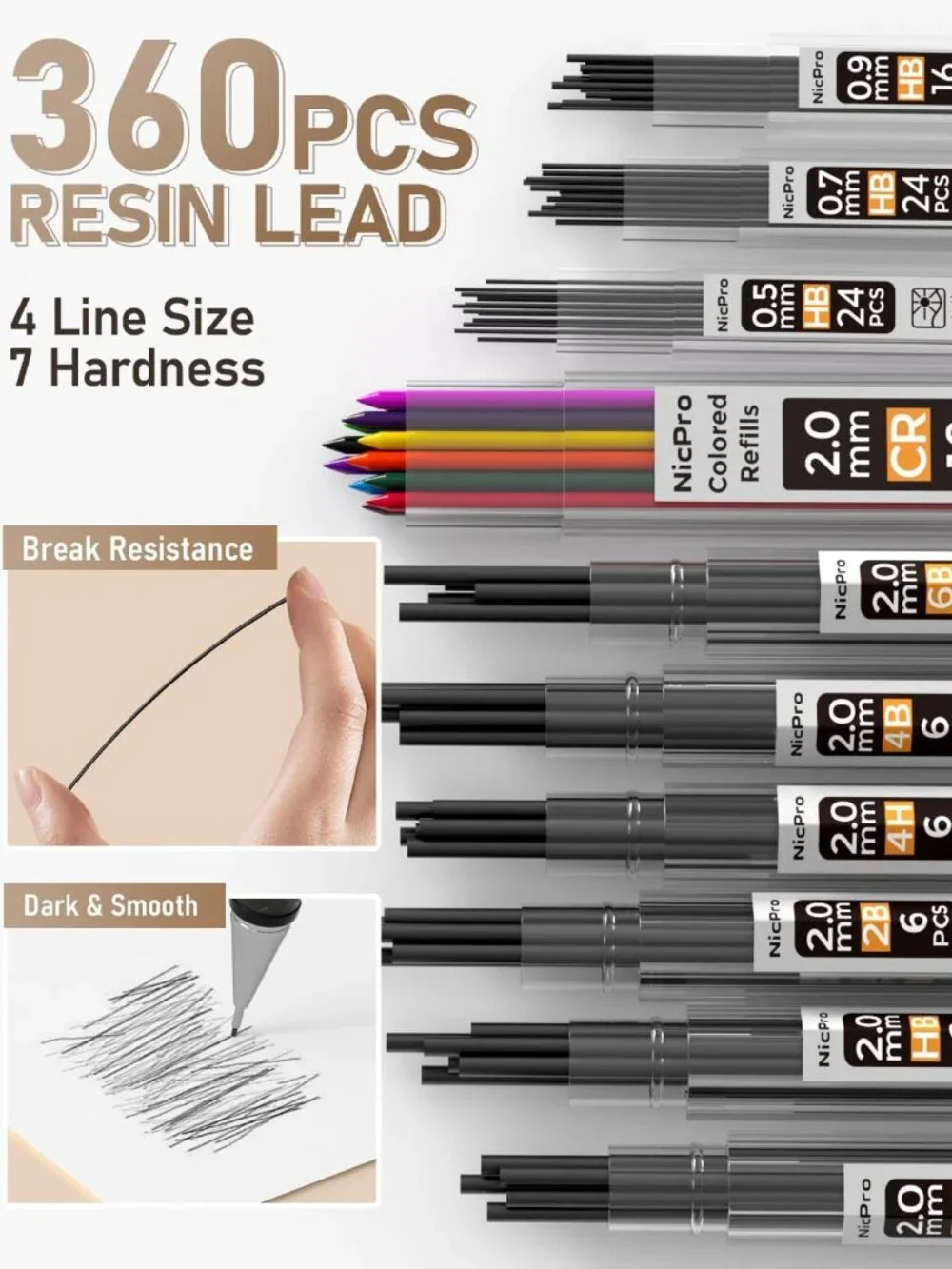 NEW Mechanical Pencil Set COLOR Graphite Refills Drafting Pencils 0.5 mm & 0.7 m
